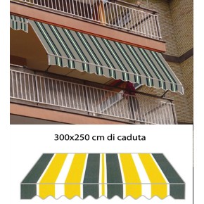 Tenda da Sole a Caduta 300x250 Gialla con Bracci Balcone Rullo Esterno Parasole