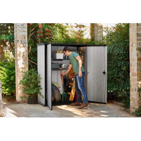 Armadio Keter Esterno Bidoni Rifiuti Biciclette Effetto Legno da Giardino Box