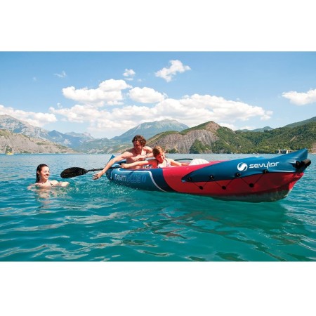 Kayak Gonfiabile 3 Posti Adulti e Bambino per Mare Lago Fiume Canoa Senza Pagaia