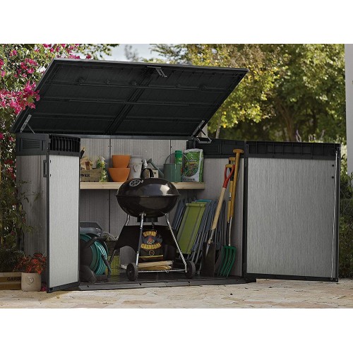 Armadio Keter da Giardino Esterno Rifiuti Officina Biciclette Effetto Legno Box
