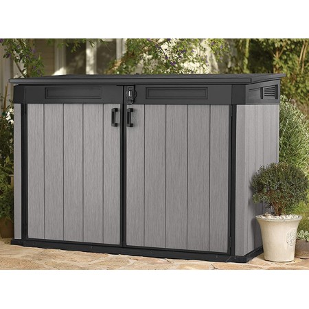 Armadio Keter da Giardino Esterno Rifiuti Officina Biciclette Effetto Legno Box