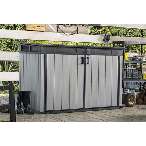 Armadio Keter da Giardino Esterno Rifiuti Officina Biciclette Effetto Legno Box