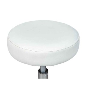 Sgabello Basso con Ruote a Rotelle Bianco Ecopelle in Metallo Imbottito Cucina 2