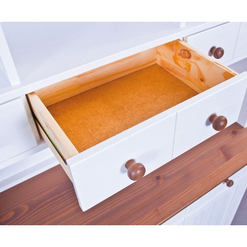 Mobile a 3 Ante 3 Cassetti Bianca Credenza Alta con Vetrina da Soggiorno Cucina