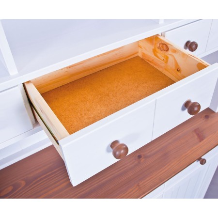Mobile a 3 Ante 3 Cassetti Bianca Credenza Alta con Vetrina da Soggiorno Cucina