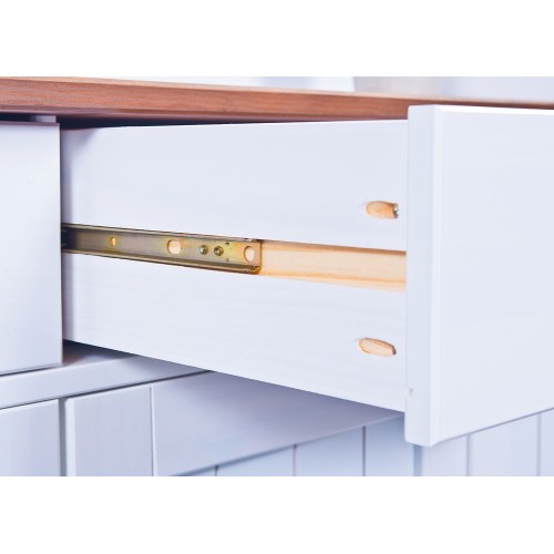 Mobile a 3 Ante 3 Cassetti Bianca Credenza Alta con Vetrina da Soggiorno Cucina