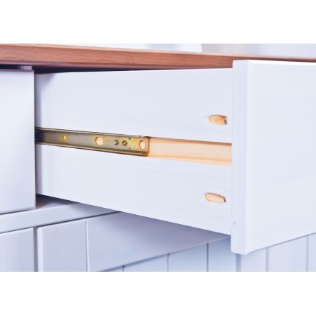 Mobile a 3 Ante 3 Cassetti Bianca Credenza Alta con Vetrina da Soggiorno Cucina
