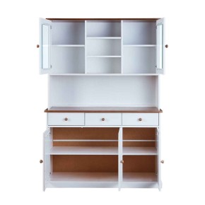 Mobile a 3 Ante 3 Cassetti Bianca Credenza Alta con Vetrina da Soggiorno Cucina 2