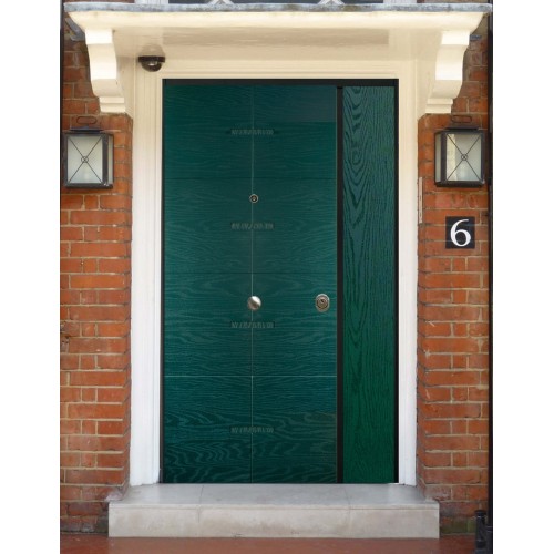 Porta Blindata con Pannello Moderno Verde da Esterno Portone Blindato 2 Ante