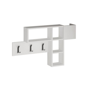 Mobile da Ingresso a Muro Ganci Appendiabiti Ripiani Parete in Legno Bianco