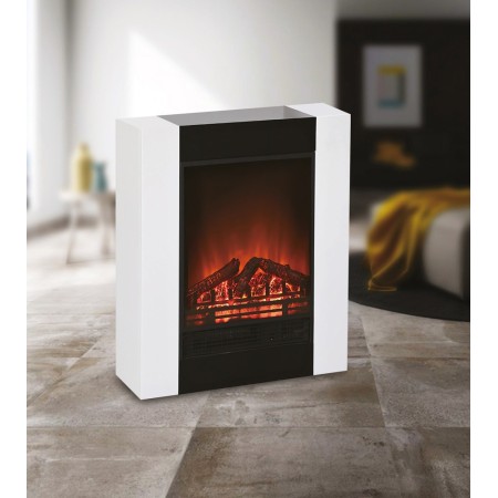 Camino Elettrico 1500 W con Cornice in Legno Stufa Fuoco Finto a Led Telecomando