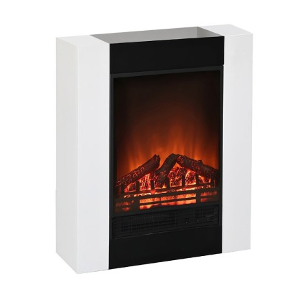 Camino Elettrico 1500 W con Cornice in Legno Stufa Fuoco Finto a Led Telecomando