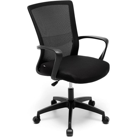 Sedia con ruote per Scrivania Nera Poltrona da Ufficio con Braccioli Ergonomica