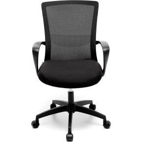 Sedia con ruote per Scrivania Nera Poltrona da Ufficio con Braccioli Ergonomica