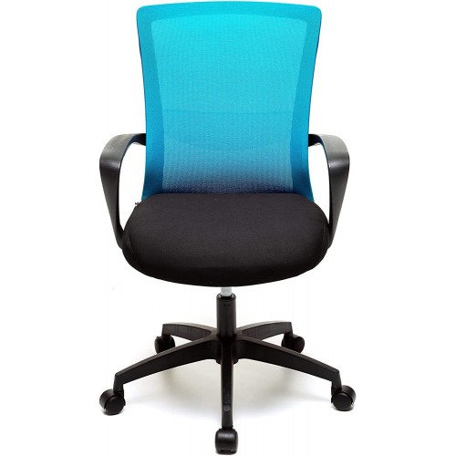 Poltrona da Ufficio con Ruote per Scrivania Blu con Braccioli Ergonomica Camera