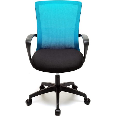 Poltrona da Ufficio con Ruote per Scrivania Blu con Braccioli Ergonomica Camera