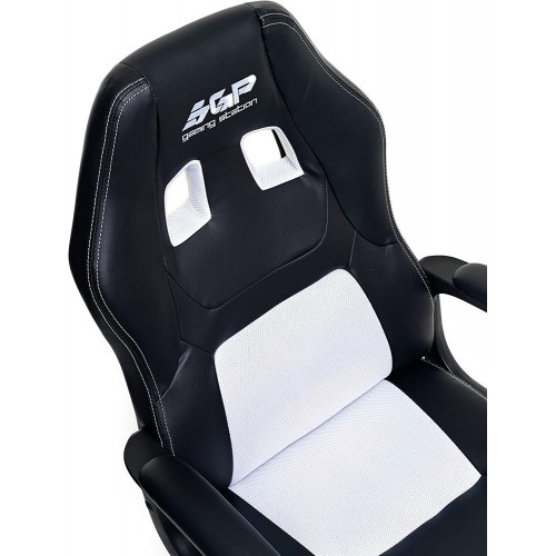Sedia da Ufficio Scrivania Poltrona Racing Gaming Bianca con Braccioli e Ruote