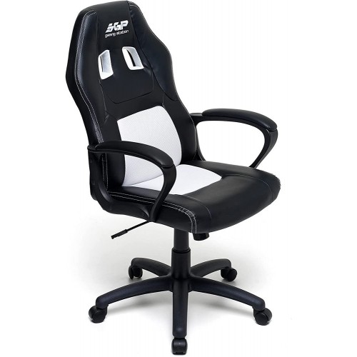 Sedia da Ufficio Scrivania Poltrona Racing Gaming Bianca con Braccioli e Ruote