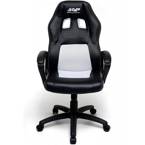 Sedia da Ufficio Scrivania Poltrona Racing Gaming Bianca con Braccioli e Ruote
