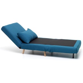 Poltrona Pronto Letto Singolo in Legno Tessuto Turchese Relax Sofa Chaise Longue 2