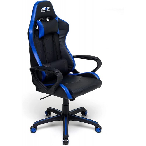 Poltrona Gaming da Ragazzo Blu Ergonomica con Braccioli e Ruote Sedia Scrivania