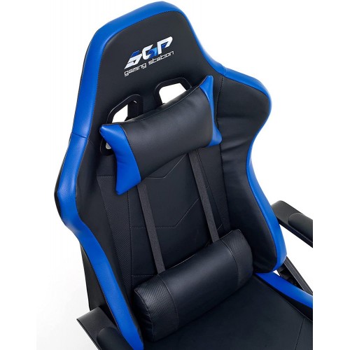 Poltrona Gaming da Ragazzo Blu Ergonomica con Braccioli e Ruote Sedia Scrivania