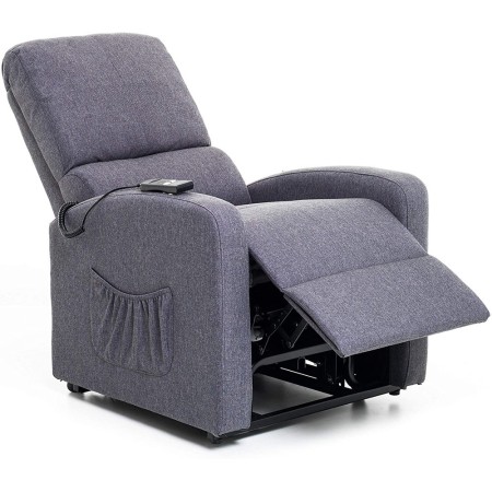 Poltrona per Anziani Elettrica Alzapersona Reclinabile Relax Sofa in Tessuto Blu