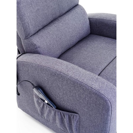 Poltrona per Anziani Elettrica Alzapersona Reclinabile Relax Sofa in Tessuto Blu