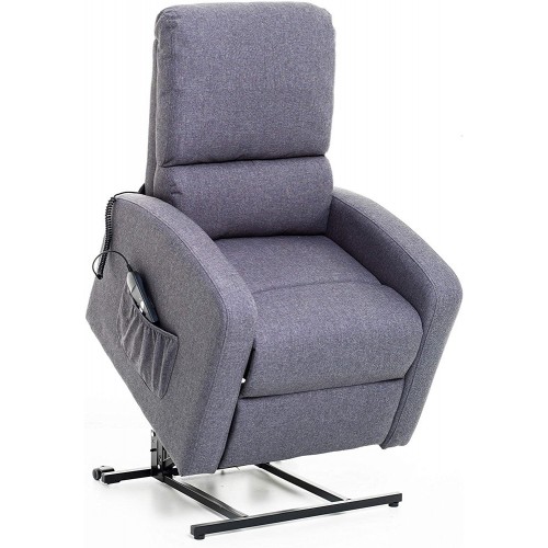 Poltrona per Anziani Elettrica Alzapersona Reclinabile Relax Sofa in Tessuto Blu