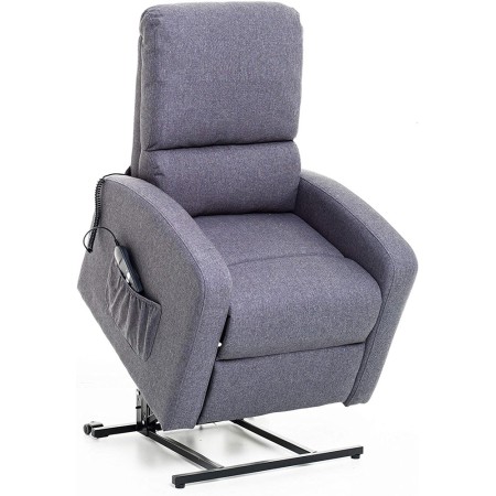 Poltrona per Anziani Elettrica Alzapersona Reclinabile Relax Sofa in Tessuto Blu
