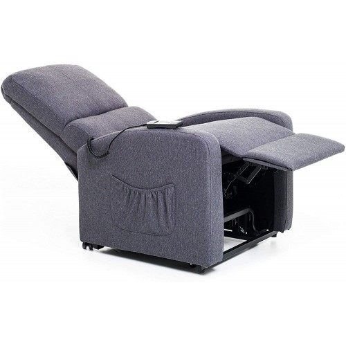 Poltrona per Anziani Elettrica Alzapersona Reclinabile Relax Sofa in Tessuto Blu