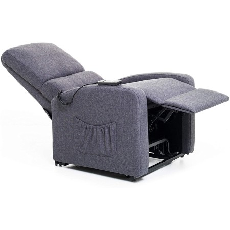 Poltrona per Anziani Elettrica Alzapersona Reclinabile Relax Sofa in Tessuto Blu