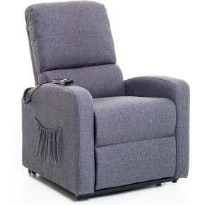 Poltrona per Anziani Elettrica Alzapersona Reclinabile Relax Sofa in Tessuto Blu