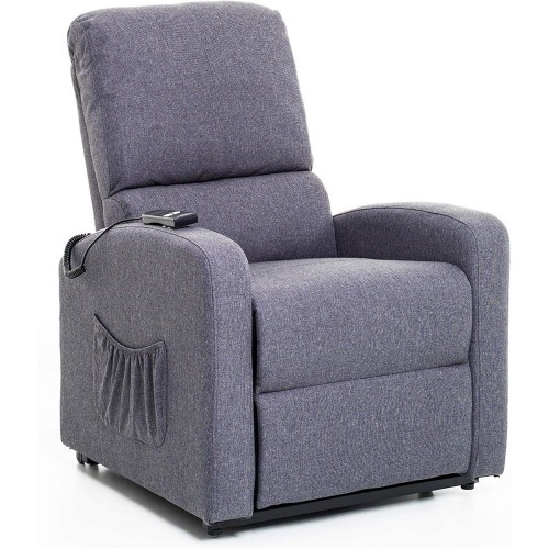 Poltrona per Anziani Elettrica Alzapersona Reclinabile Relax Sofa in Tessuto Blu