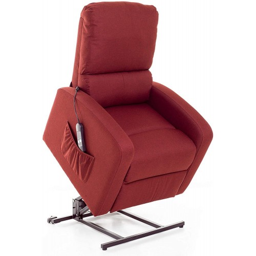 Poltrona per Anziani Alzapersona in Tessuto Rosso Elettrica Reclinabile Relax