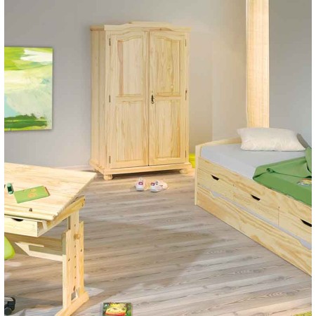 Armadio 2 Ante in Legno Massello Appendiabiti Camera da Letto Cabina Guardaroba