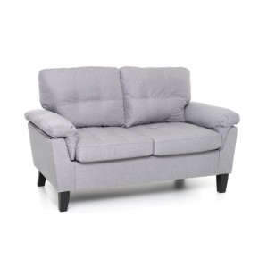 Divano 2 Posti in Legno e Tessuto Grigio Divanetto 145 cm Lunghezza da Salotto 2