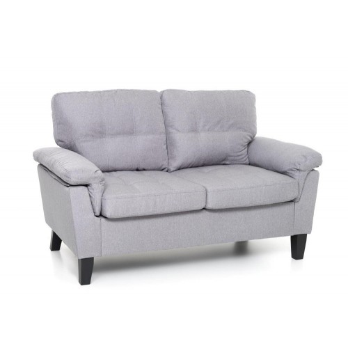 Divano 2 Posti in Legno e Tessuto Grigio Divanetto 145 cm Lunghezza da Salotto