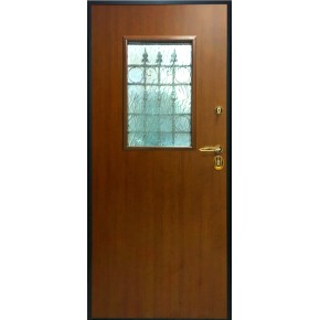 Porta Blindata con Vetro Antisfondamento e Grata per Esterno Portone Verde 2