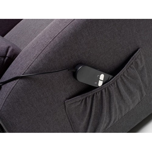 Poltrona Reclinabile Elettrica in Tessuto Blu Jeans Relax Poggiapiedi Salotto