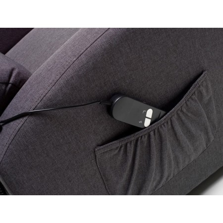 Poltrona Reclinabile Elettrica in Tessuto Blu Jeans Relax Poggiapiedi Salotto