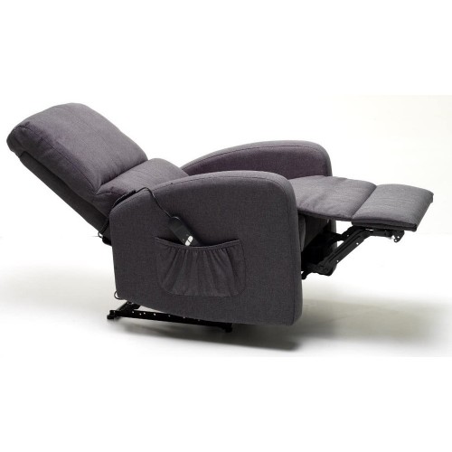Poltrona Reclinabile Elettrica in Tessuto Blu Jeans Relax Poggiapiedi Salotto