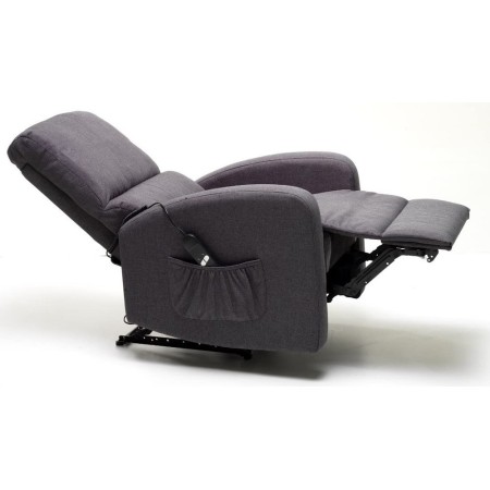 Poltrona Reclinabile Elettrica in Tessuto Blu Jeans Relax Poggiapiedi Salotto