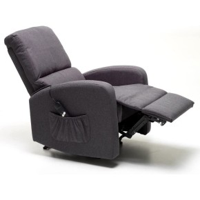 Poltrona Reclinabile Elettrica in Tessuto Blu Jeans Relax Poggiapiedi Salotto 2