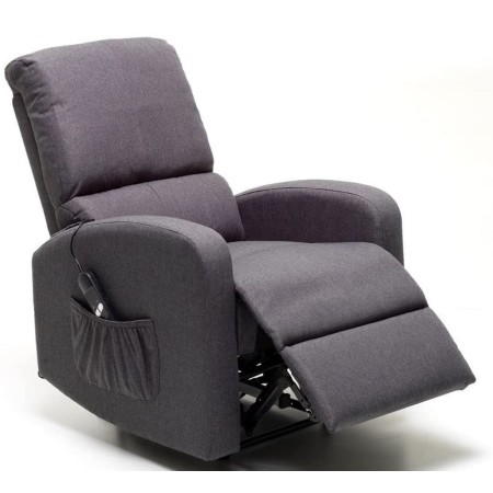 Poltrona Reclinabile Elettrica in Tessuto Blu Jeans Relax Poggiapiedi Salotto