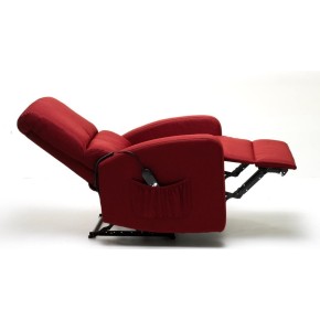 Poltrona Relax Reclinabile in Tessuto Rosso Elettrica Poggiapiedi Sofa Salotto 2
