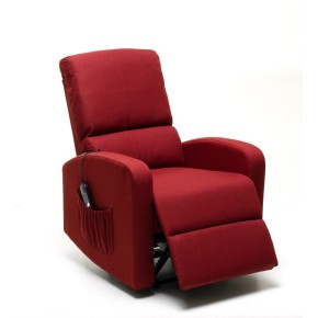 Poltrona Relax Reclinabile in Tessuto Rosso Elettrica Poggiapiedi Sofa Salotto