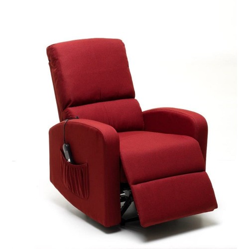 Poltrona Relax Reclinabile in Tessuto Rosso Elettrica Poggiapiedi Sofa Salotto