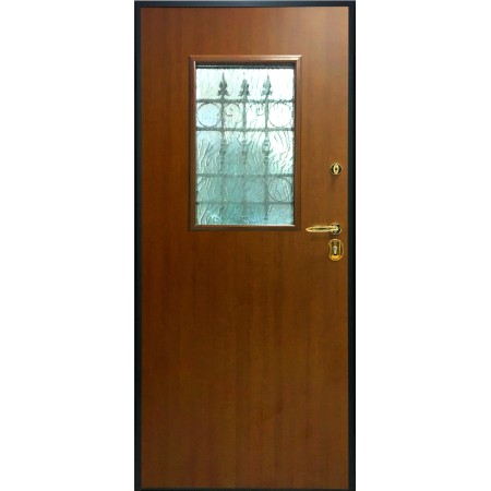 Porta con Vetro Antisfondamento e Grata per Esterno Portone Blindato Verde