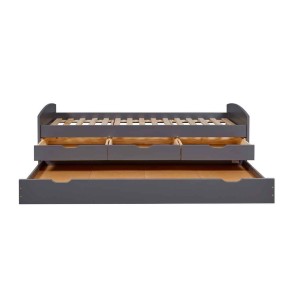Divano Letto 2 Letti Singoli Doghe 90x200 Grigio Cassetti Contenitore Estraibile 2